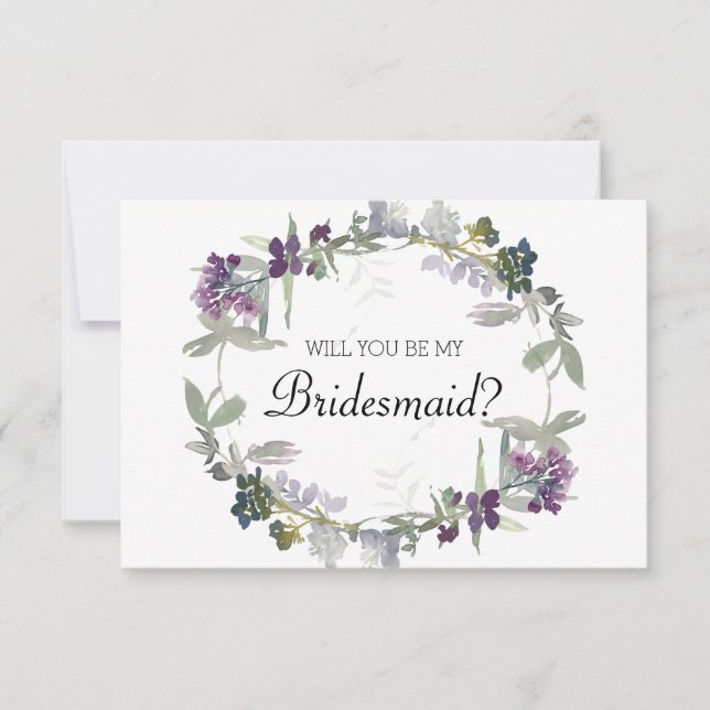 Kommer du att bli min Bridesmaid Watercolor Lavend (Framsida)