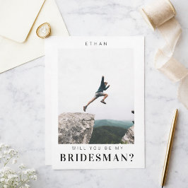 Kommer du att bli min Bridesman Minimalist Photo M Inbjudningar