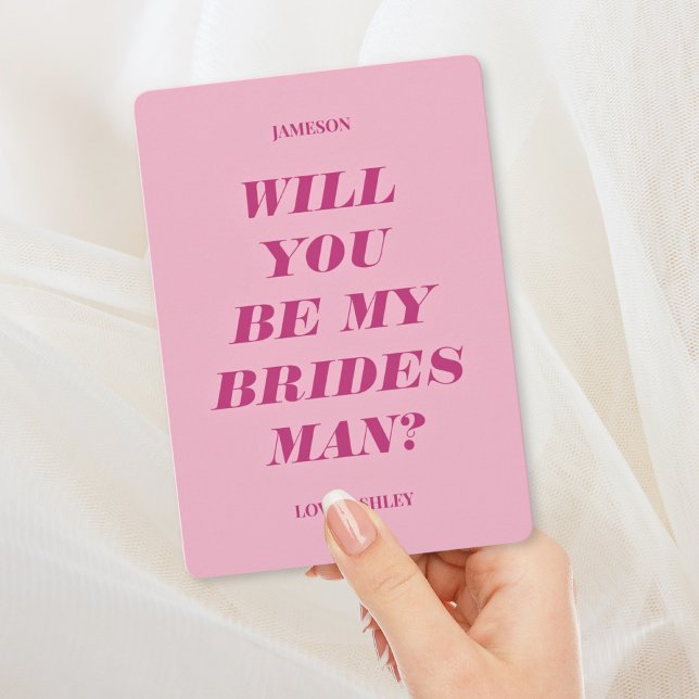 Kommer du att bli min Bridesman? Modern Rosa Inbjudningar (Skapare uppladdad)
