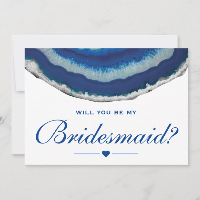 Kommer du att bli min bridesmedalj, blå Bröllop Ag Inbjudningar (Framsida)