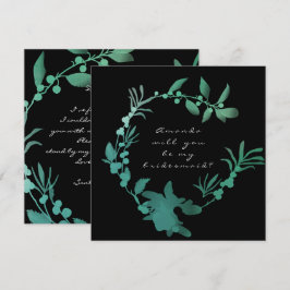 Kommer du att bli min bridesmedalj Teal Grönt-ande Inbjudningar