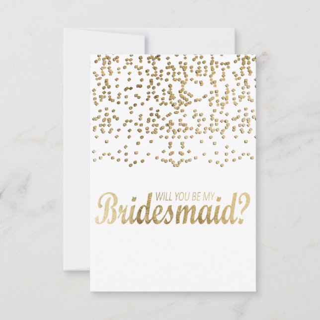 "Kommer du att bli min bridessa?" Faux Guld Confet Inbjudningar (Framsida)