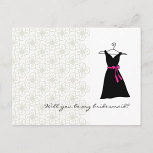 Kommer du att bli min briljant: Black/Rosa Dress Inbjudan Vykort