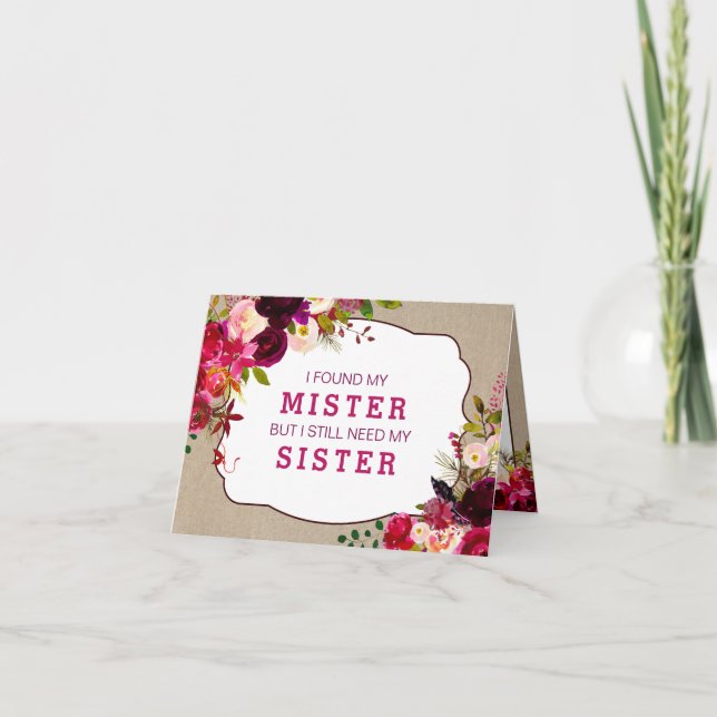 Kommer du att bli min brud, Burgundy Blommigt 3979 Inbjudan (Framsida)