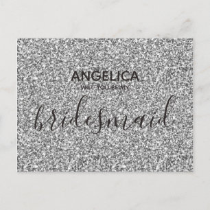 Kommer du att bli min brud Silver Glitter? Inbjudan Vykort