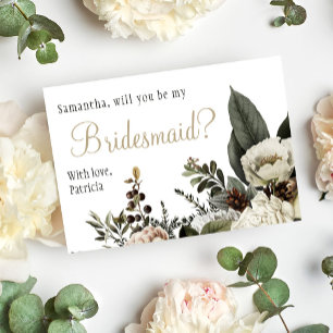 Kommer du att bli min brud vinter blommigt bröllop inbjudningar