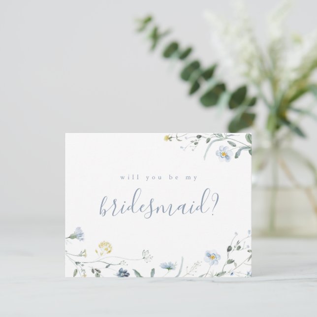Kommer du att bli min brudesmaid Blue WildblommBoh Inbjudningar (Stående Fram)
