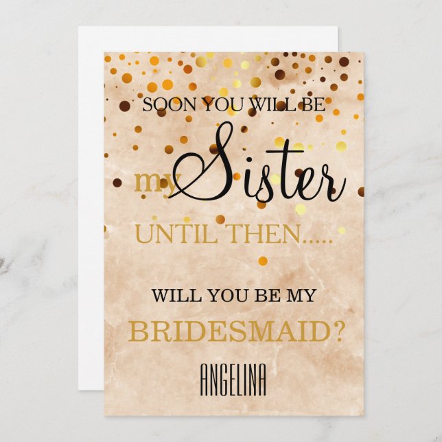 Kommer du att bli min brudtärna? Marble Background Inbjudningar (Fram/baksida)