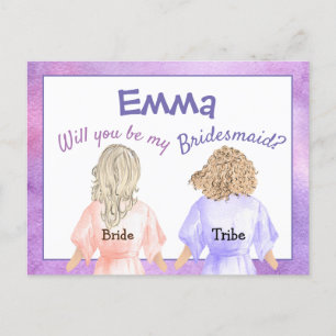 Kommer du att bli min brudtjänstflicka/Tjejer i mo Inbjudan Vykort