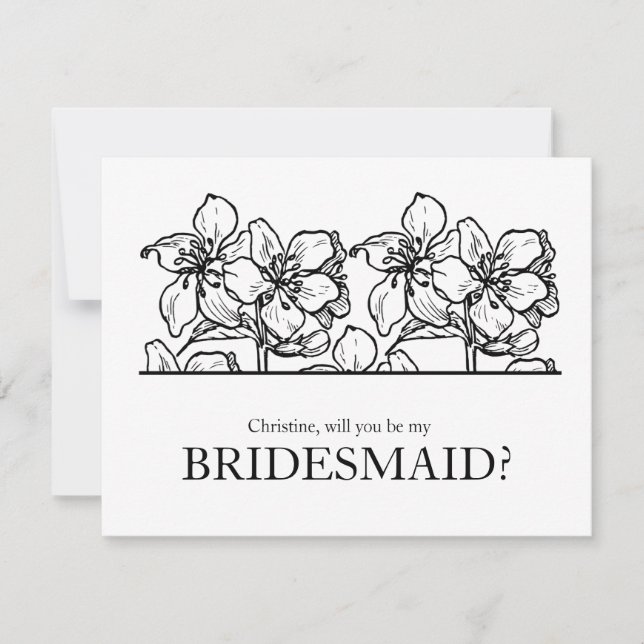 Kommer du att bli min Chic i Bridesmaid Black and  Inbjudningar (Framsida)