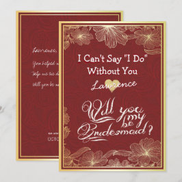 Kommer du att bli min Elegant Red Guld Blommigt? Inbjudningar