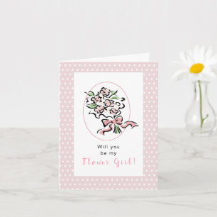 Kommer du att bli min Flower Girl? Rosa Bouquet Kort