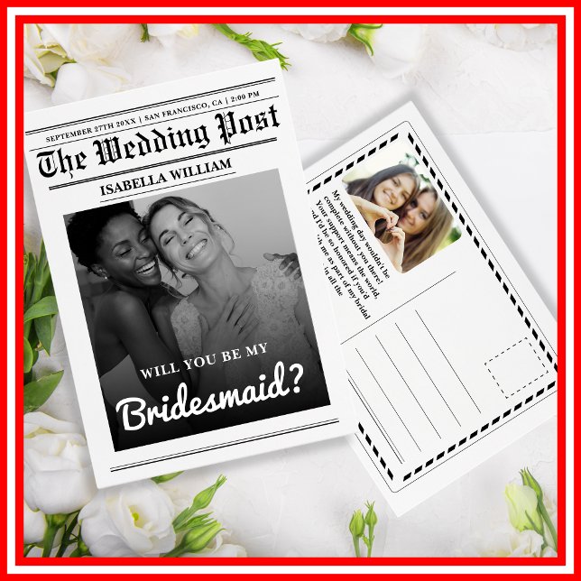 Kommer du att bli min Frieri i Bridesmaid Newspape Vykort (Skapare uppladdad)