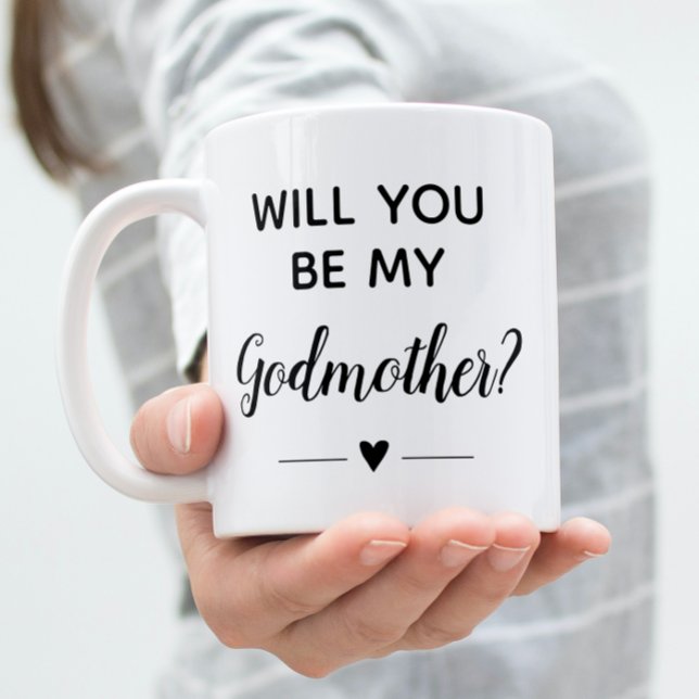 Kommer du att bli min Godmor Frieri Baptism? Kaffemugg (Skapare uppladdad)