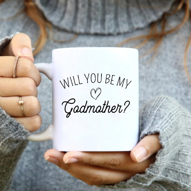 Kommer du att bli min Godmor? Simple Baby Shower Kaffemugg (Will You Be My Godmother? Simple Baby Shower Coffee Mug)