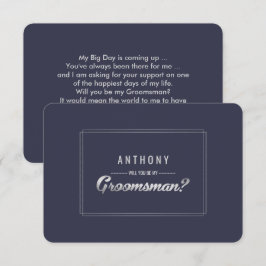Kommer du att bli min Groomsman? Blåblå Silver Brö Inbjudningar