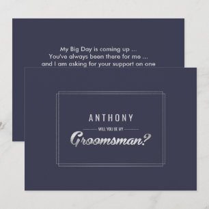 Kommer du att bli min Groomsman? Blåblå Silver Brö Inbjudningar