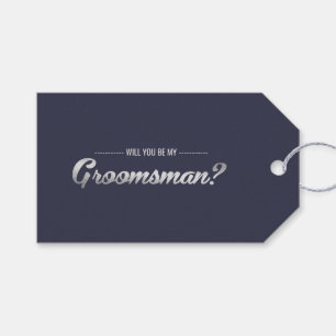 Kommer du att bli min Groomsman? Blåblå Silver Brö Presentetikett