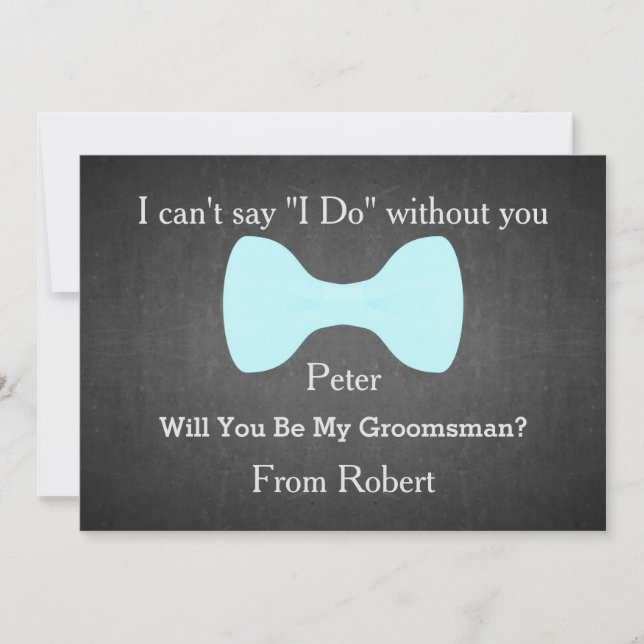 Kommer du att bli min Groomsman Black Chalk Board  Inbjudningar (Framsida)