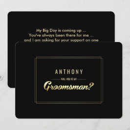 Kommer du att bli min Groomsman? Black Guld Bröllo Inbjudningar
