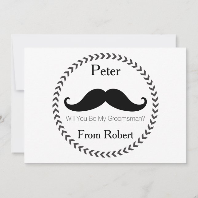 Kommer du att bli min Groomsman Black Mustache? Inbjudningar (Framsida)