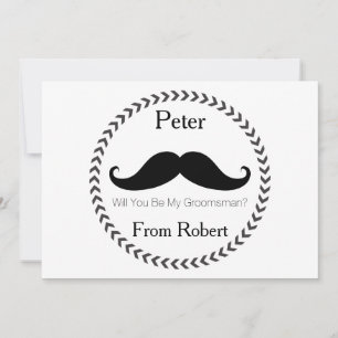 Kommer du att bli min Groomsman Black Mustache? Inbjudningar