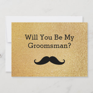 Kommer du att bli min Groomsman Black Mustache? Inbjudningar