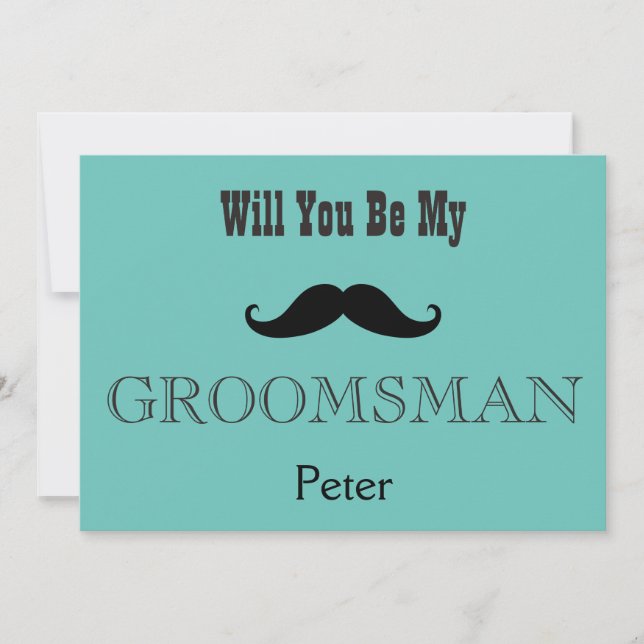 Kommer du att bli min Groomsman Black Mustache? Inbjudningar (Framsida)