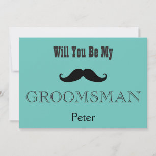 Kommer du att bli min Groomsman Black Mustache? Inbjudningar