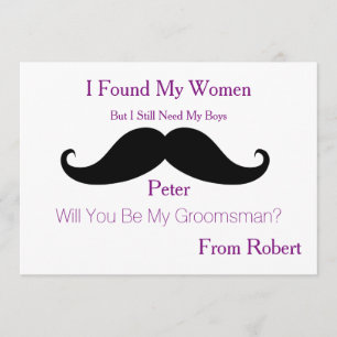 Kommer du att bli min Groomsman Black Mustache? Inbjudningar
