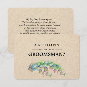 Kommer du att bli min Groomsman? Botaniska Kraft P Inbjudningar