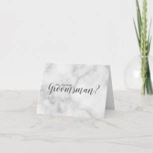 Kommer du att bli min Groomsman? Elegant Marble Sc Inbjudan