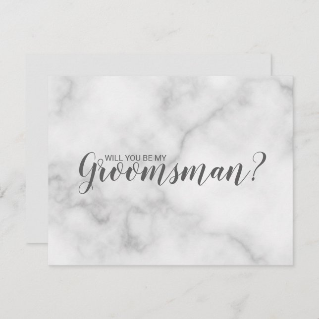 Kommer du att bli min Groomsman? Elegant Marble Sc Inbjudningar (Fram/baksida)