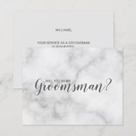 Kommer du att bli min Groomsman? Elegant Marble Sc Inbjudningar