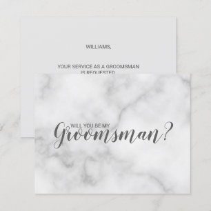 Kommer du att bli min Groomsman? Elegant Marble Sc Inbjudningar