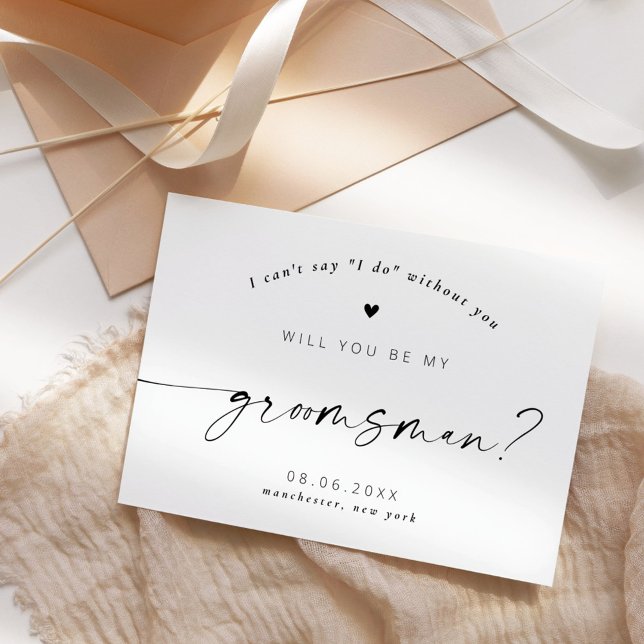 Kommer du att bli min Groomsman Elegant Script-inb Inbjudningar (Skapare uppladdad)