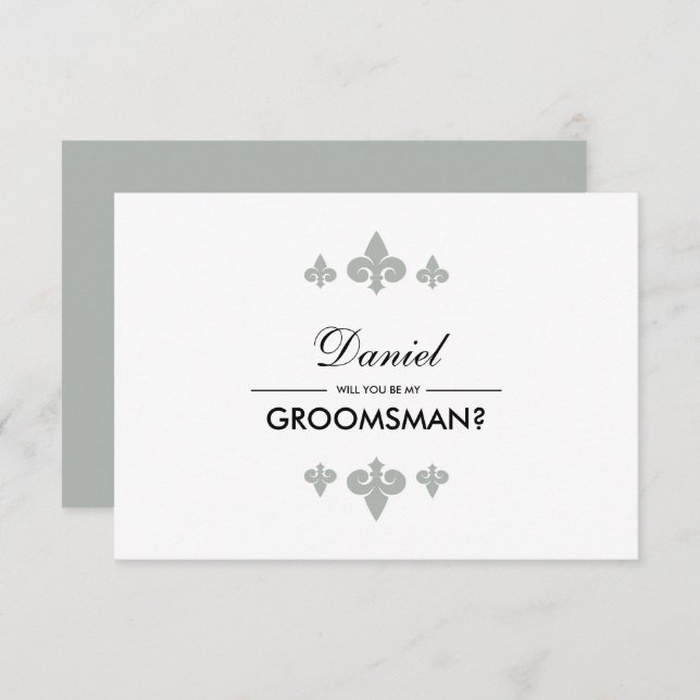 Kommer du att bli min Groomsman? Fleur-de-lis Gråt Inbjudningar (Fram/baksida)