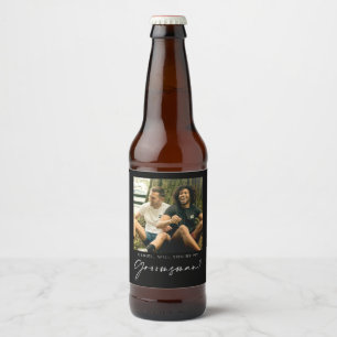 Kommer du att bli min Groomsman Frieri med Photo Ölflaska Etikett
