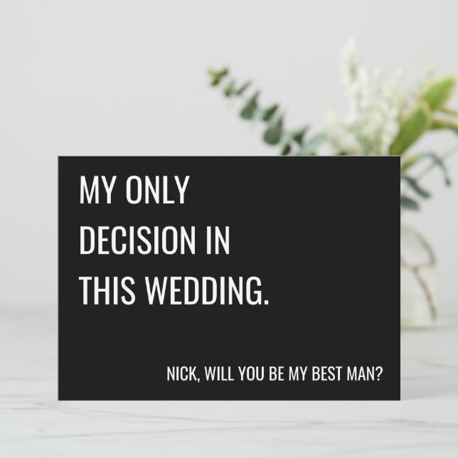 Kommer du att bli min groomsman frieri platta kort (Stående Fram)
