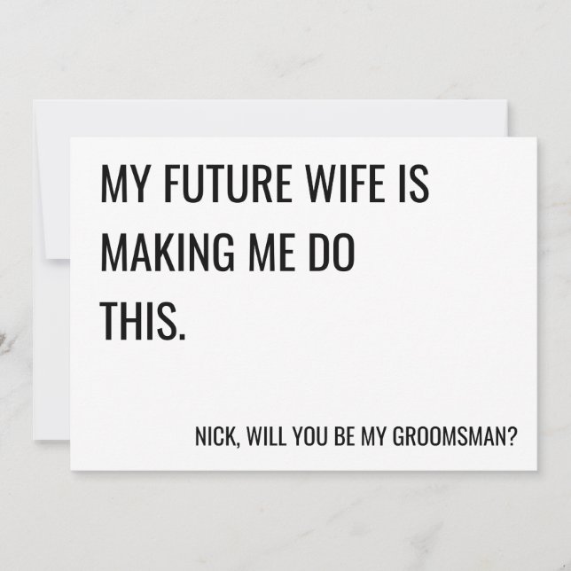 Kommer du att bli min groomsman frieri platta kort (Framsida)