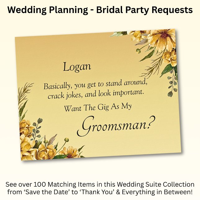 Kommer du att bli min Groomsman? Golden Gult (Skapare uppladdad)