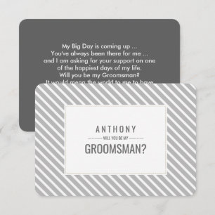 Kommer du att bli min Groomsman? Grått Rand Mönste Inbjudningar