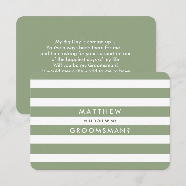 Kommer du att bli min Groomsman? Grönt Rand Mönste Inbjudningar (Fram/baksida)
