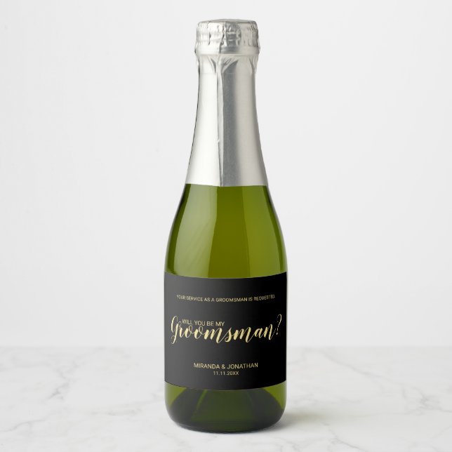 Kommer du att bli min Groomsman? Guld Modern Scrip (Framsida)