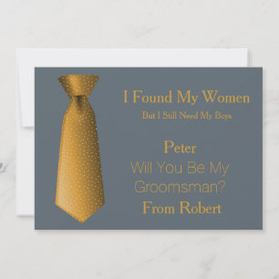 Kommer du att bli min Groomsman Guld & White Tie? Inbjudningar