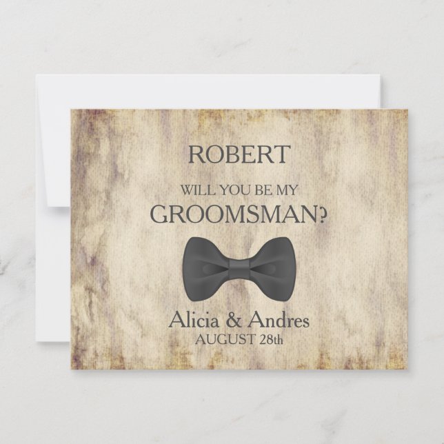 Kommer du att bli min Groomsman? Inbjudan (Framsida)