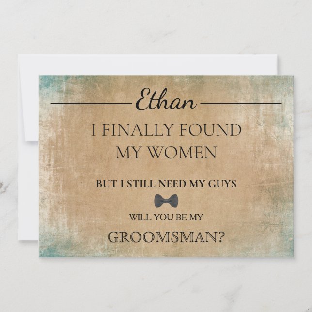 Kommer du att bli min Groomsman? Inbjudan (Framsida)
