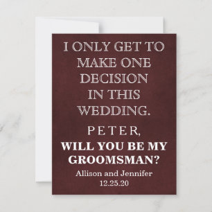 Kommer du att bli min Groomsman? Inbjudan till per