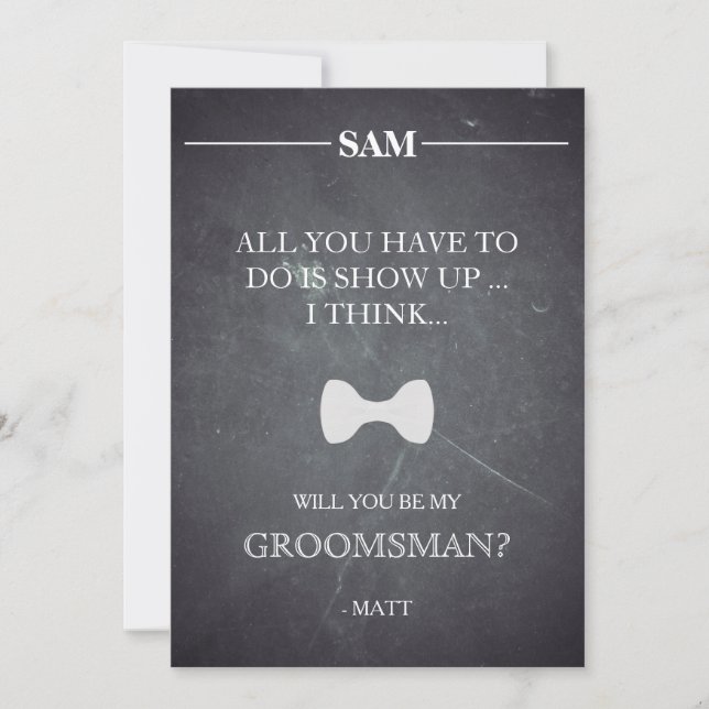 Kommer du att bli min Groomsman? Inbjudningar (Framsida)