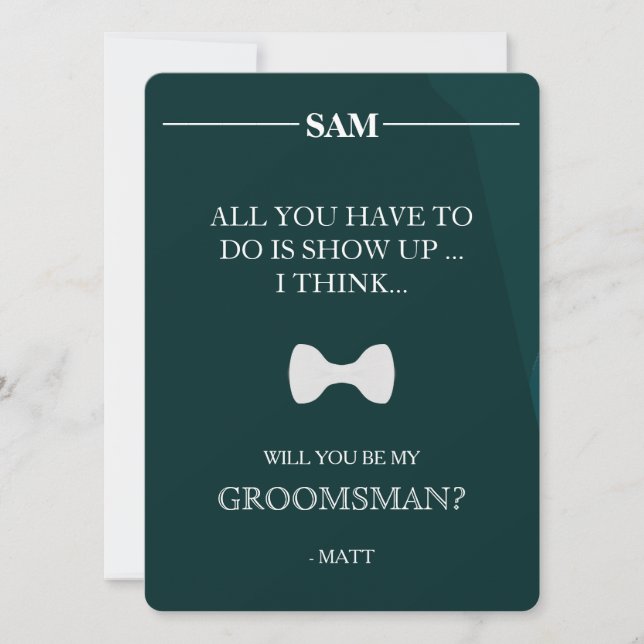 Kommer du att bli min Groomsman? Inbjudningar (Framsida)